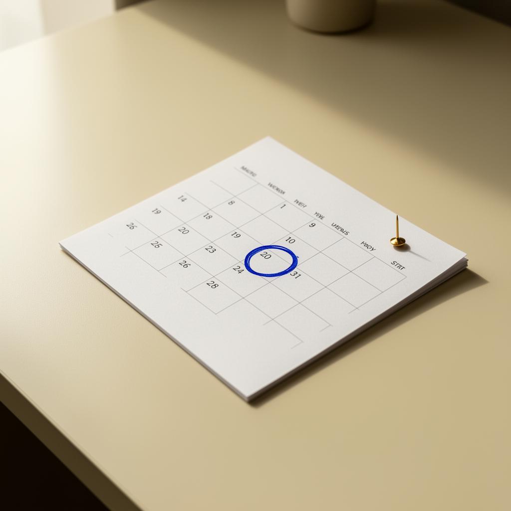 A calendar with a meeting pinned to a date.