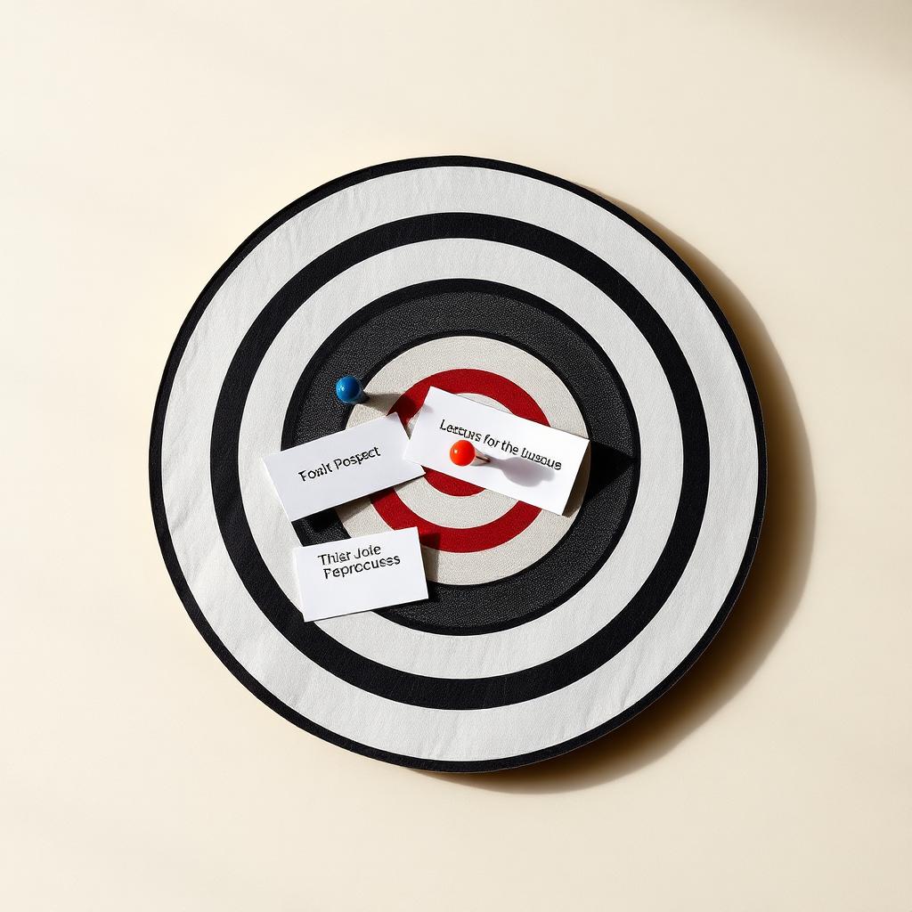 A target with pinned prospect cards in the bullseye.